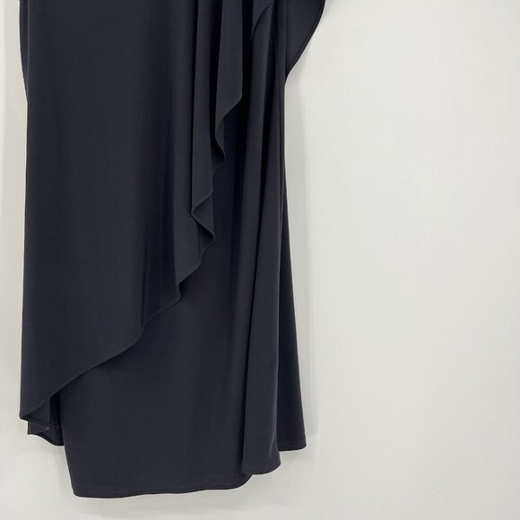 Betsy & Adam Black Cocktail Dress 4 Embellished Shoulder Party Formal - Picture 5 of 7